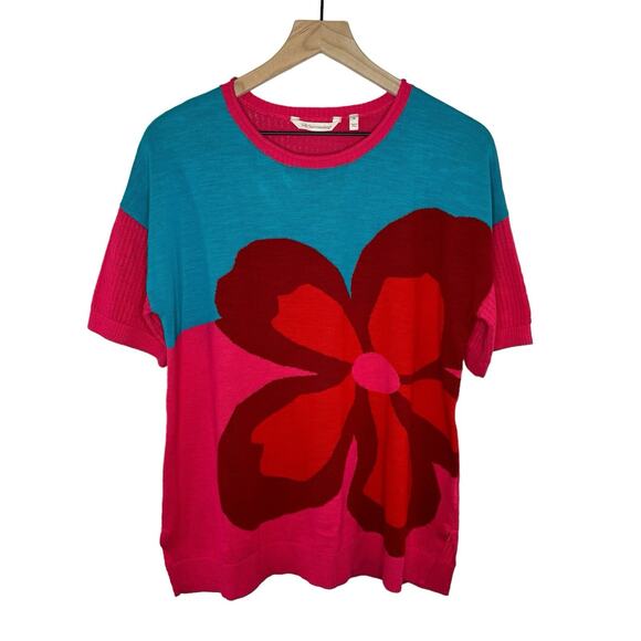 Soft Surroundings Women’s Biosphere Tee Sweater In Azalea Multi Size Medium EUC - Picture 2 of 6